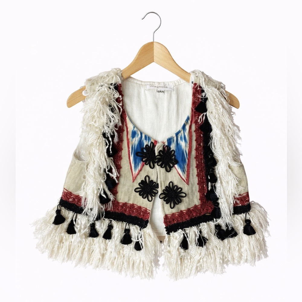 Magnolia Lake Girls Boho Fringe Vest Size 2T 4T Festival Western Cottagecore